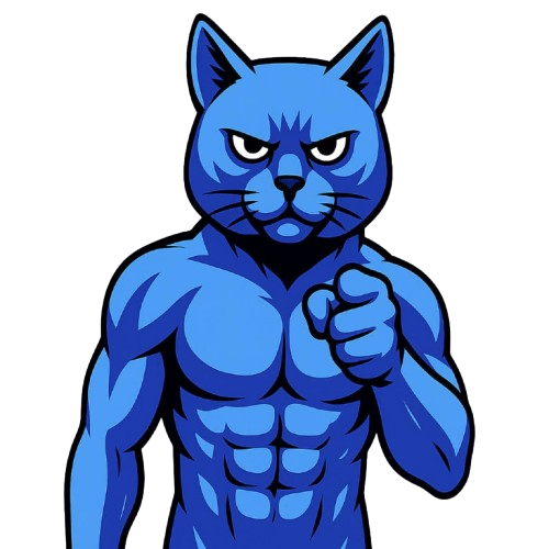 Muscular cat mascot